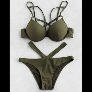 Army Green Push Up Bikini Set